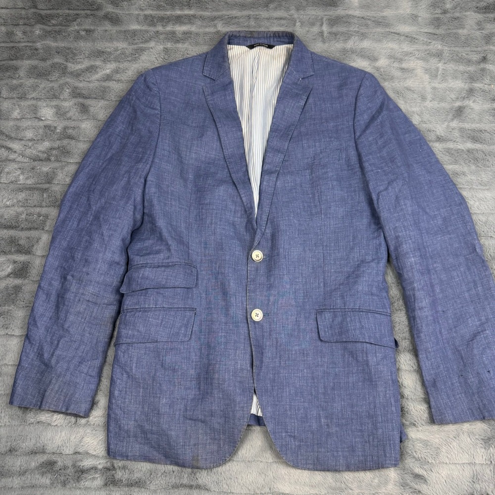 Banana Republic Mens 38R Modern Slim Fit Blue 100% Linen Blazer Sport Coat 15091